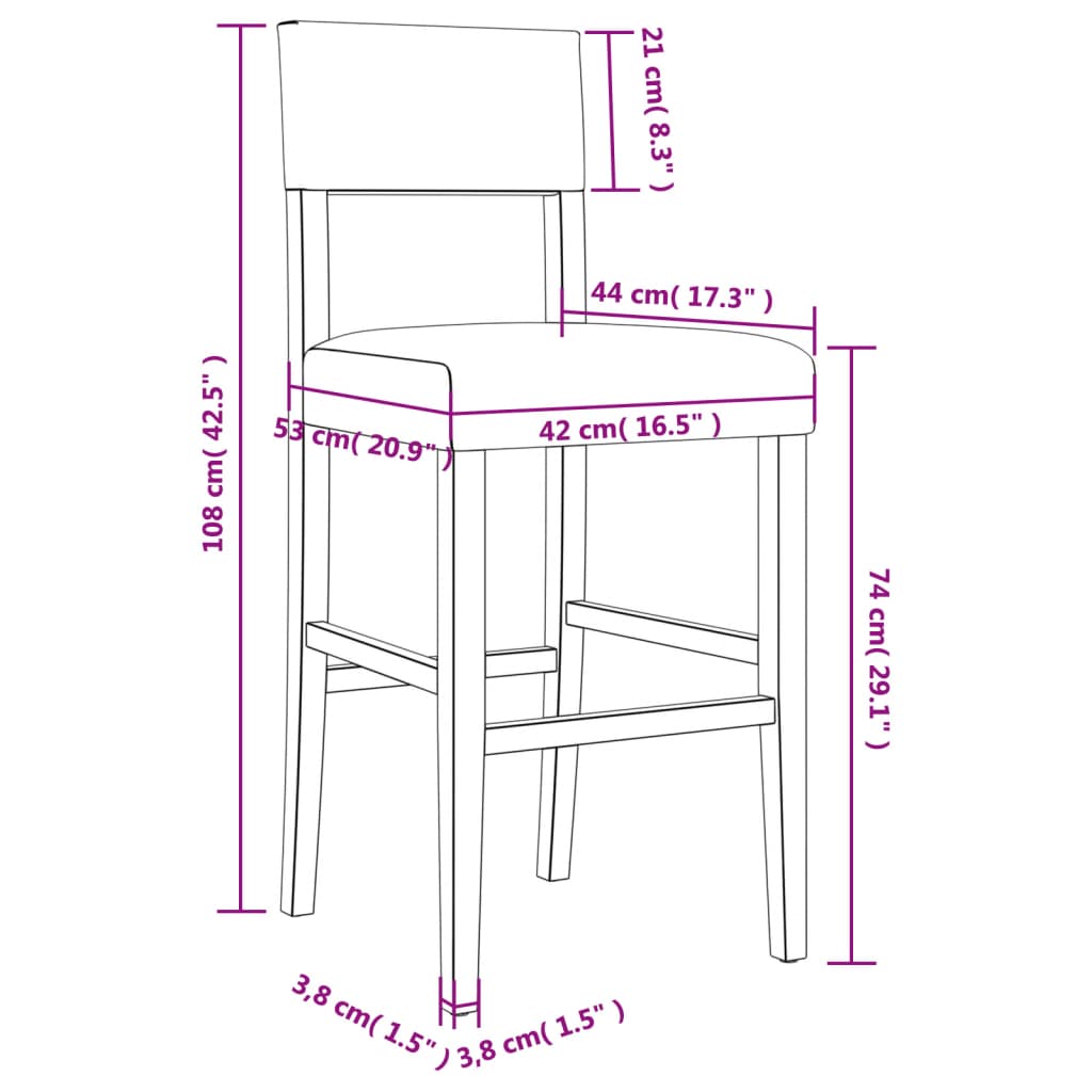 vidaXL Baro kėdės, 2vnt., kaučiukmedžio masyvas ir dirbtinė oda