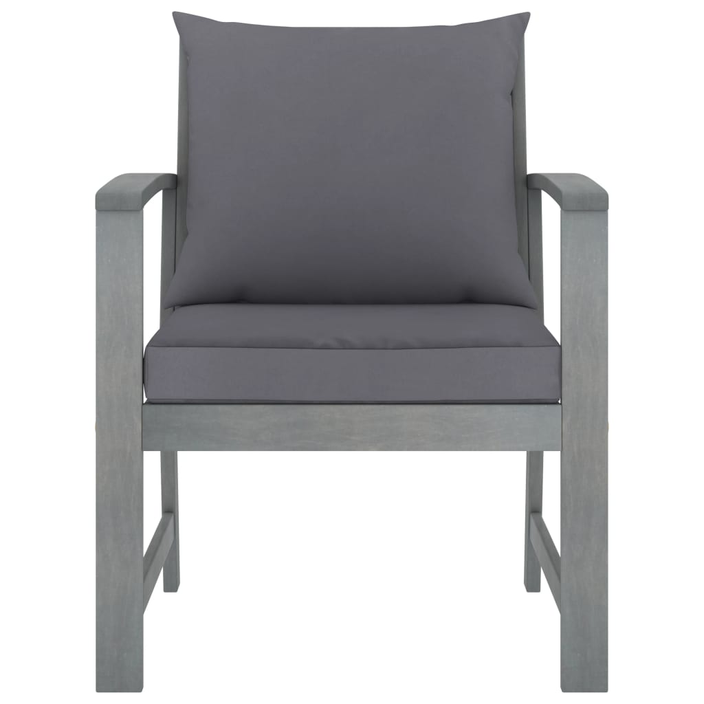 vidaXL Sodo kėdės su pilkomis pagalvėmis, 2vnt., akacijos masyvas