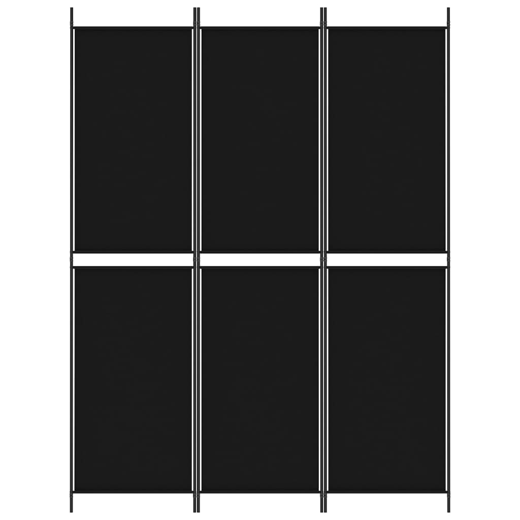 vidaXL Kambario pertvara, 3 dalių, juodos spalvos, 150x200cm, audinys