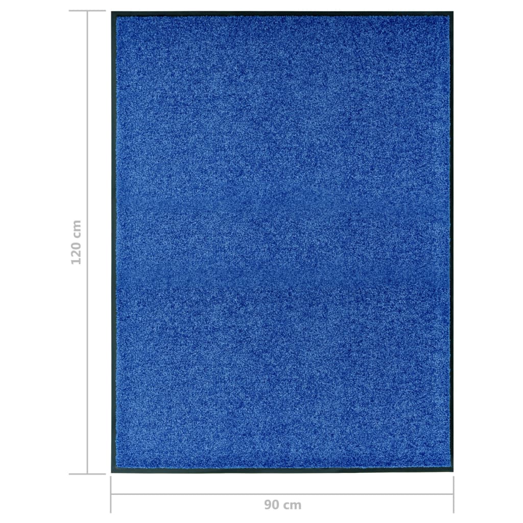 vidaXL Durų kilimėlis, mėlynos spalvos, 90x120cm, plaunamas