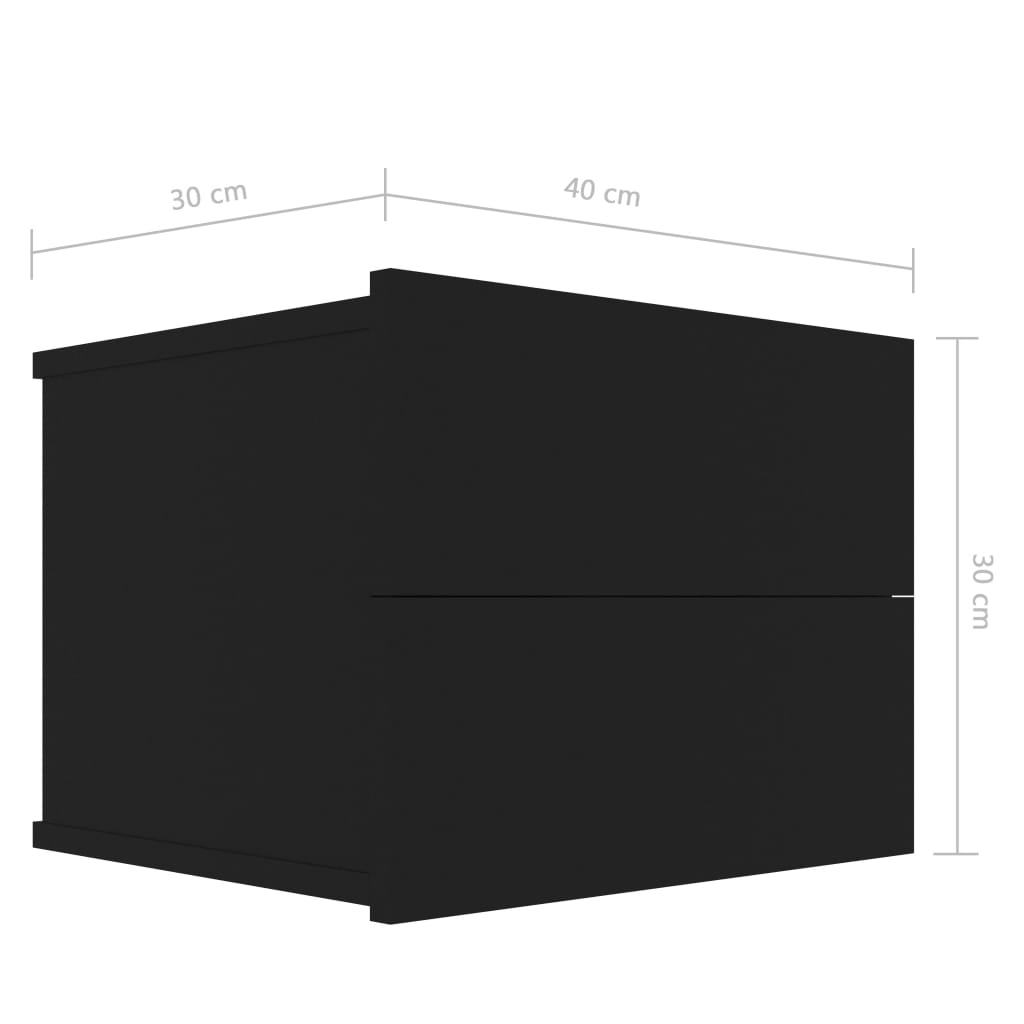 vidaXL Naktinės spintelės, 2vnt., juodos spalvos, 40x30x30cm, MDP