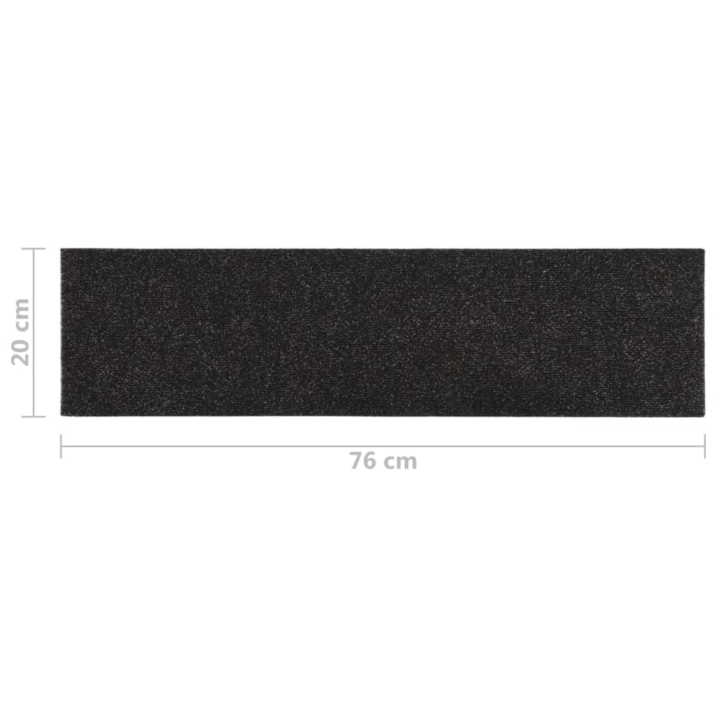 vidaXL Lipnūs laiptų kilimėliai, 15vnt., rudi, 76x20cm, stačiakampiai