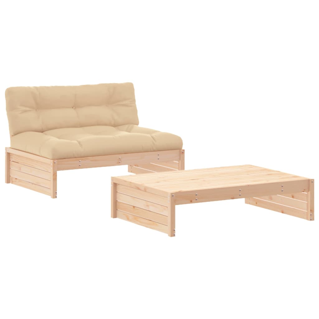 vidaXL Sodo poilsio komplektas su pagalvėlėmis, 2 dalių, mediena