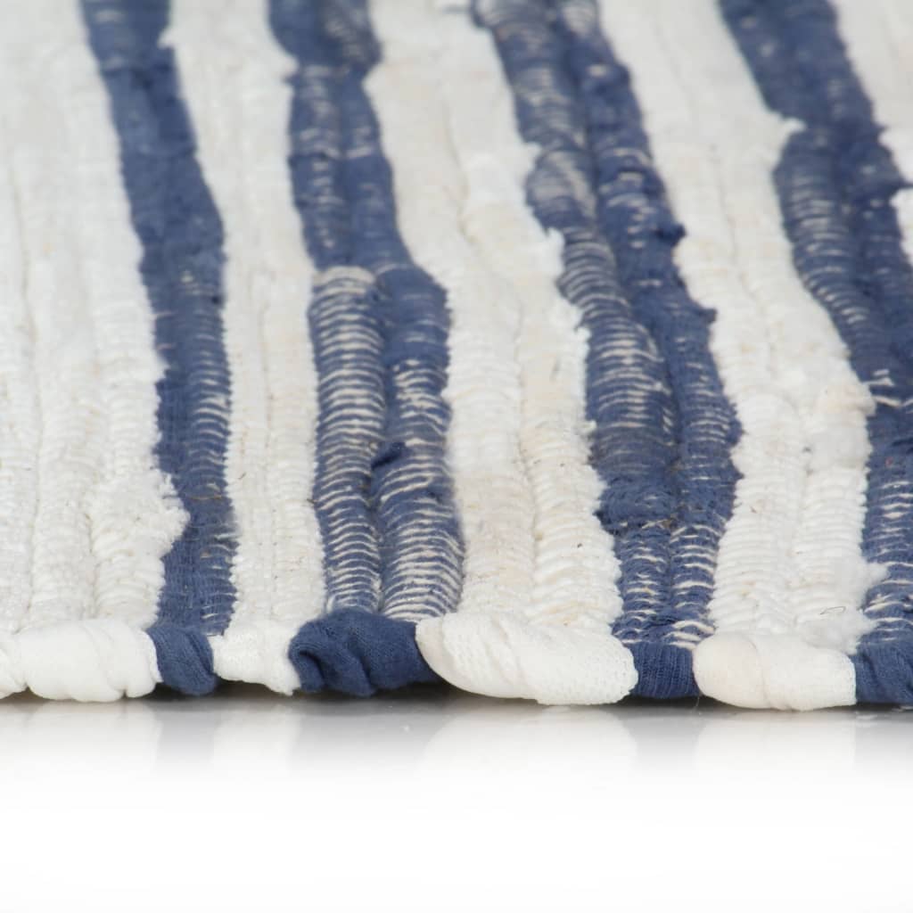vidaXL Chindi kilimėlis, mėlynas ir baltas, 200x290cm, medvilnė