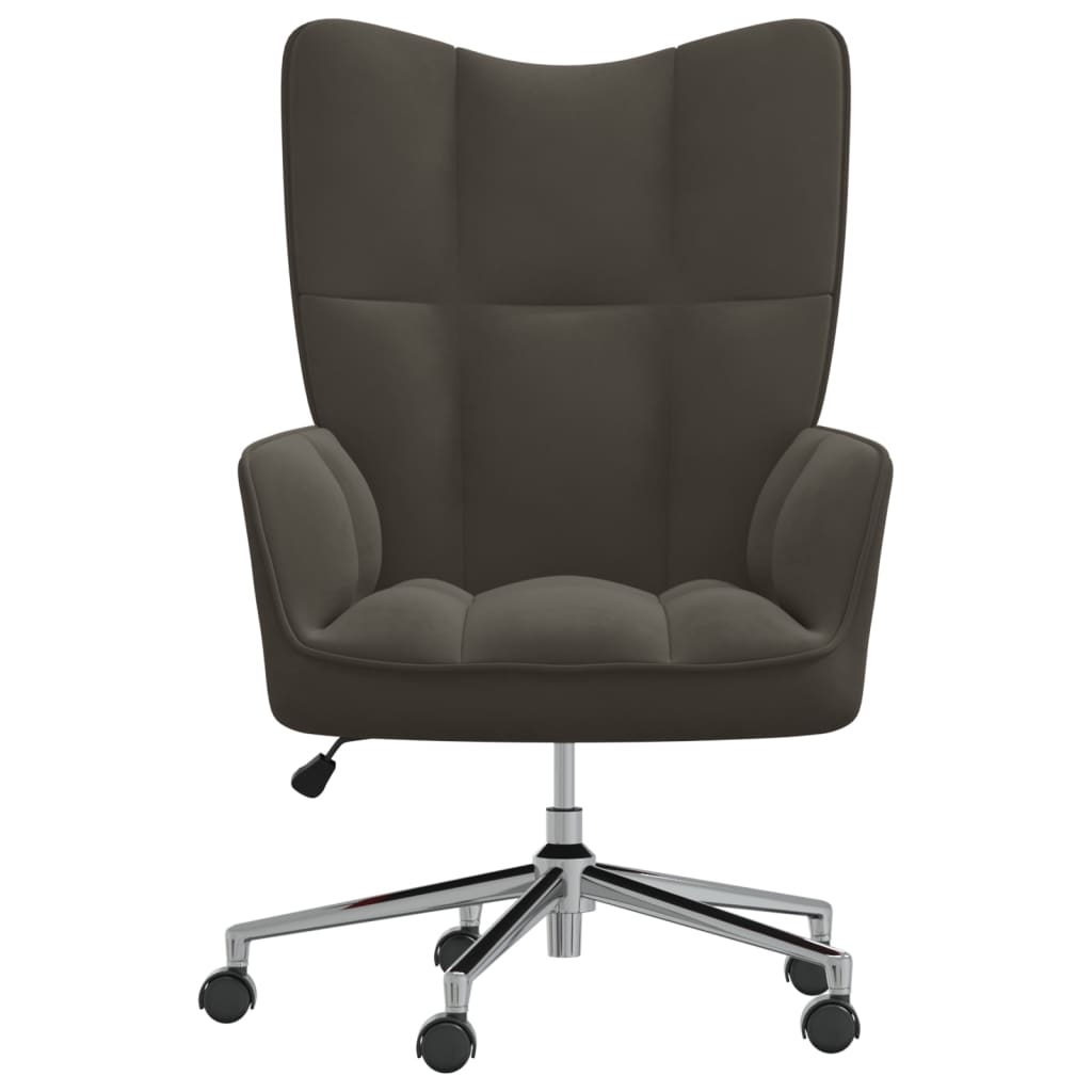 vidaXL Poilsio kėdė, tamsiai pilkos spalvos, aksomas