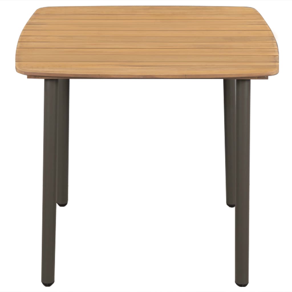 vidaXL Sodo stalas, 80x80x72cm, akacijos medienos masyvas ir plienas