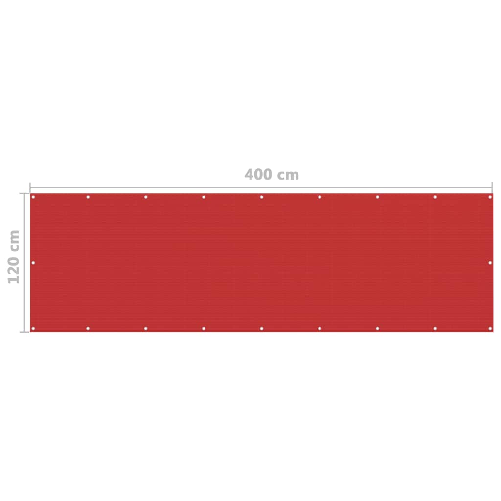 vidaXL Balkono pertvara, raudonos spalvos, 120x400cm, HDPE