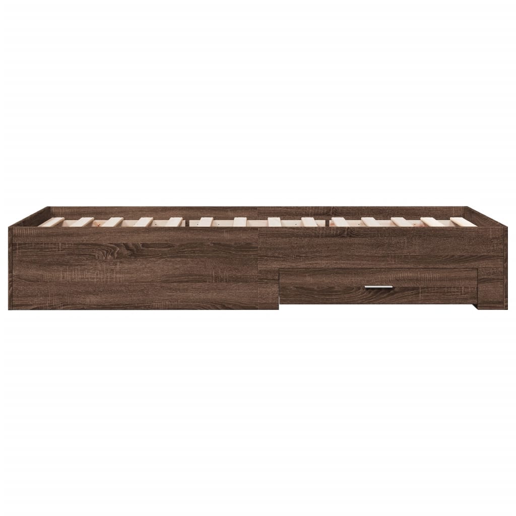 vidaXL Lovos rėmas su stalčiais, rudas ąžuolo, 90x190cm, mediena