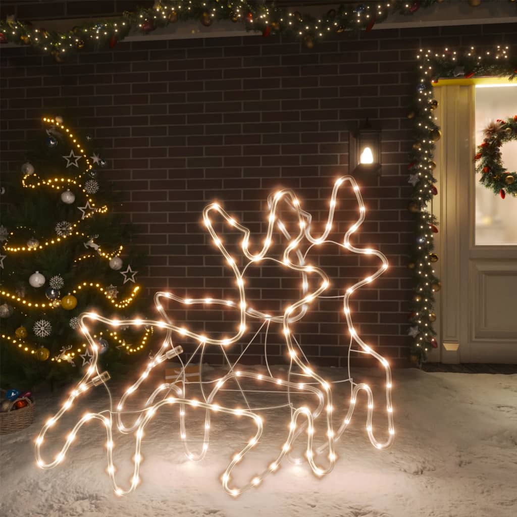 vidaXL Kalėdinės dekoracijos elniai su LED, 2vnt., 57x55x4,5cm