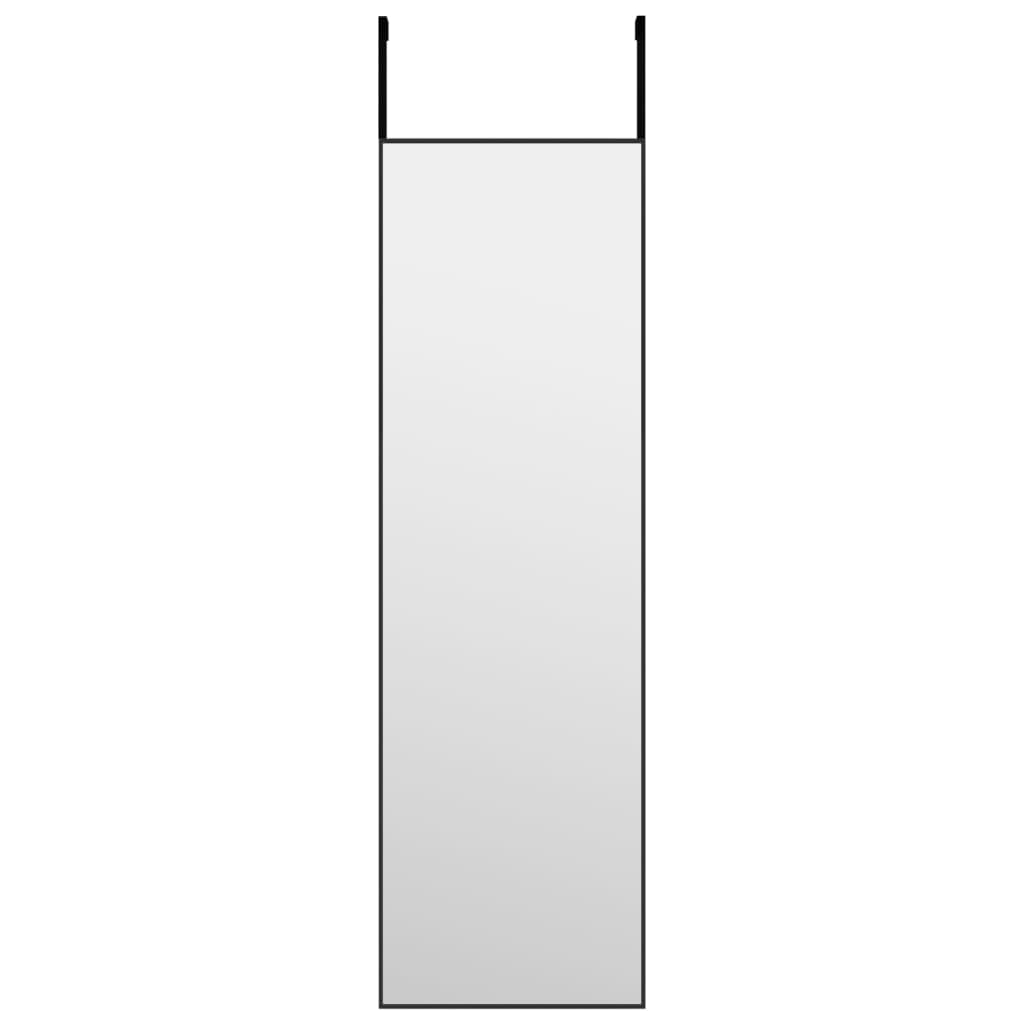 vidaXL Veidrodis ant durų, juodas, 30x100cm, stiklas ir aliuminis