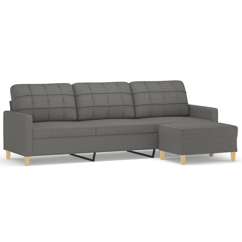 vidaXL Trivietė sofa su pakoja, tamsiai pilkos spalvos, 210cm, audinys