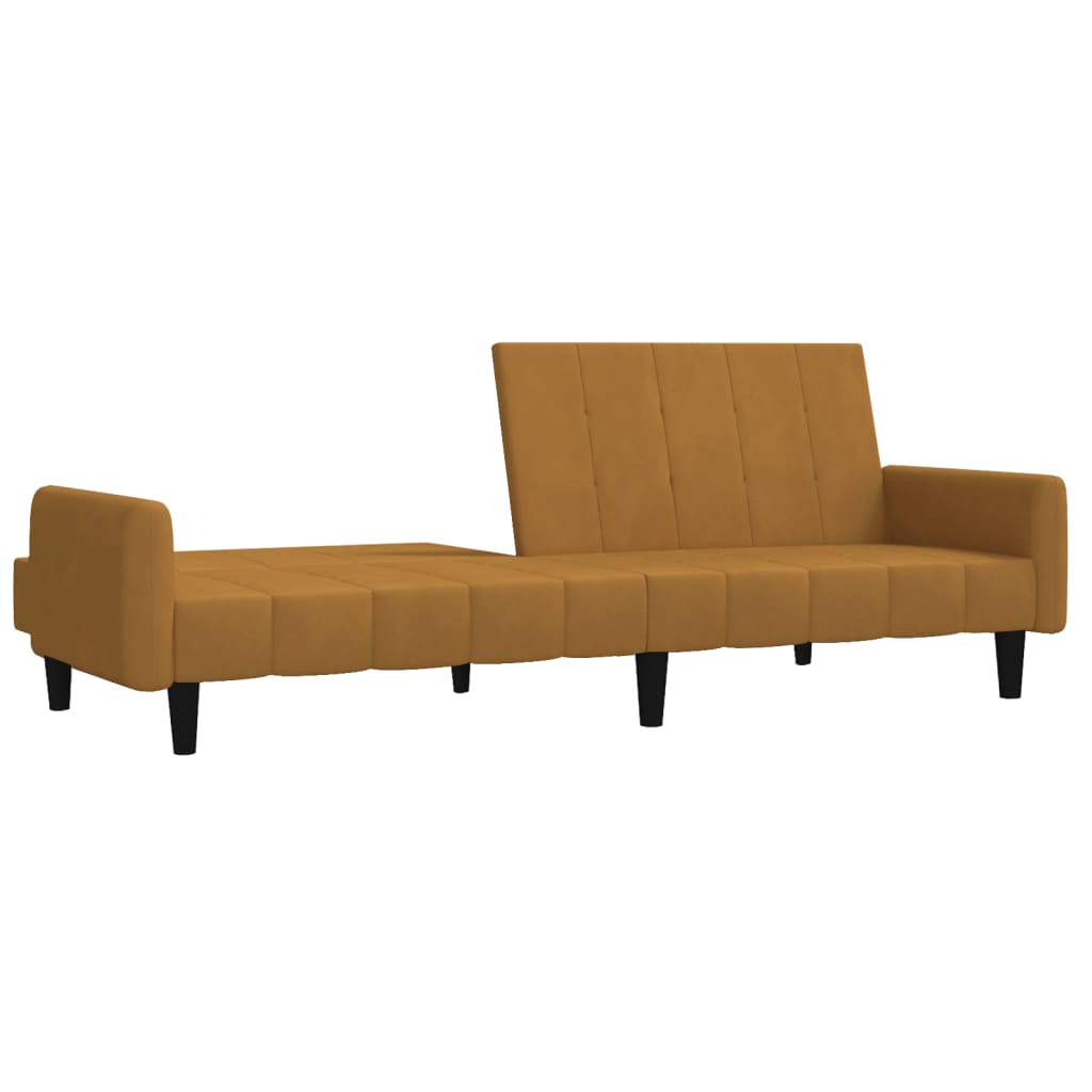 vidaXL Dvivietė sofa-lova, rudos spalvos, aksomas