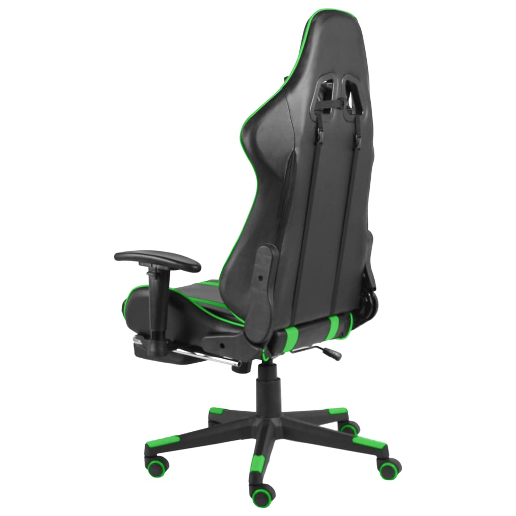 vidaXL Pasukama žaidimų kėdė su pakoja, žalios spalvos, PVC