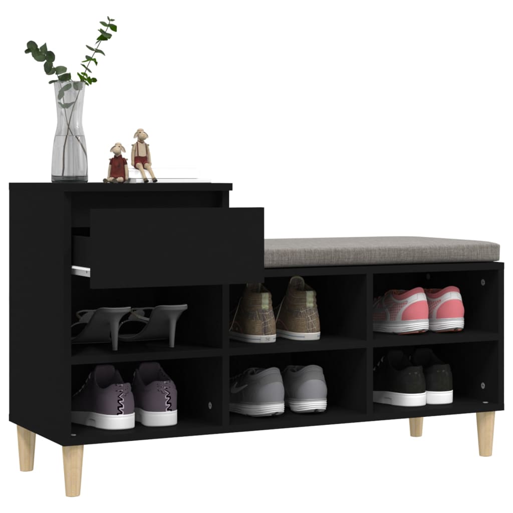 vidaXL Spintelė batams, juodos spalvos, 102x36x60cm, apdirbta mediena