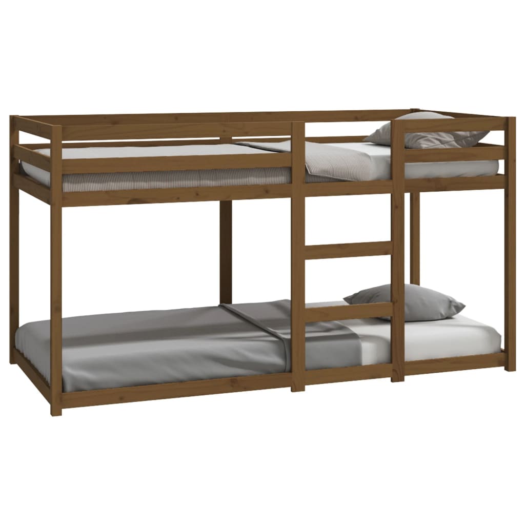 vidaXL Dviaukštė lova, medaus ruda, 90x200cm, pušies medienos masyvas