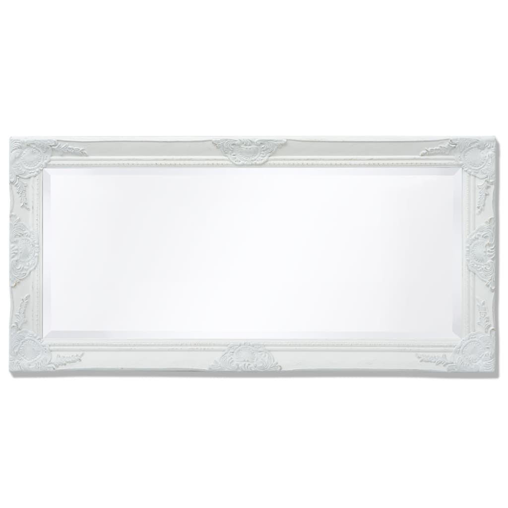 vidaXL Sieninis veidrodis, barokinis stilius, 100x50 cm, baltas
