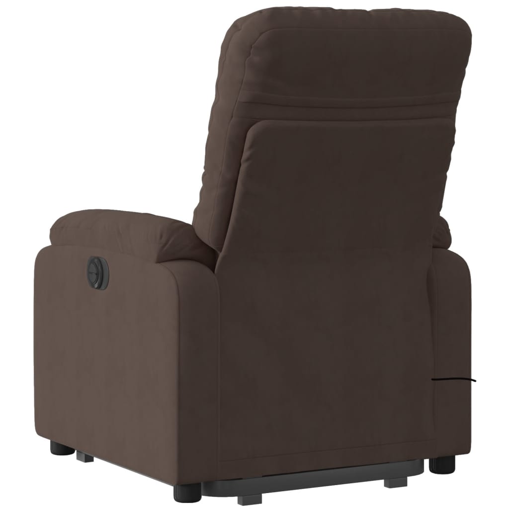 vidaXL Atsistojantis masažinis krėslas, rudas, mikropluošto audinys
