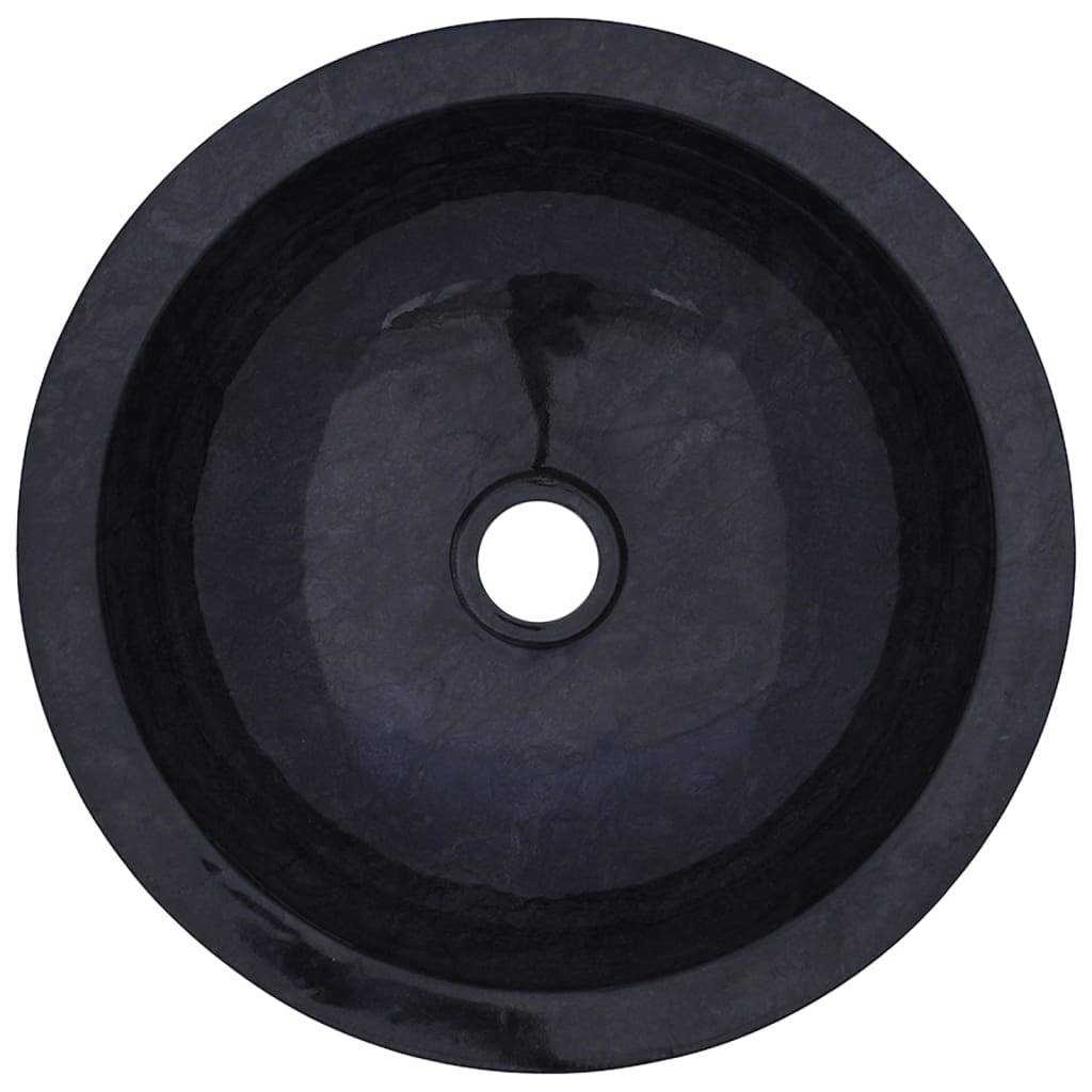 vidaXL Vonios spintelė su juodais praustuvais, tikmedis ir marmuras