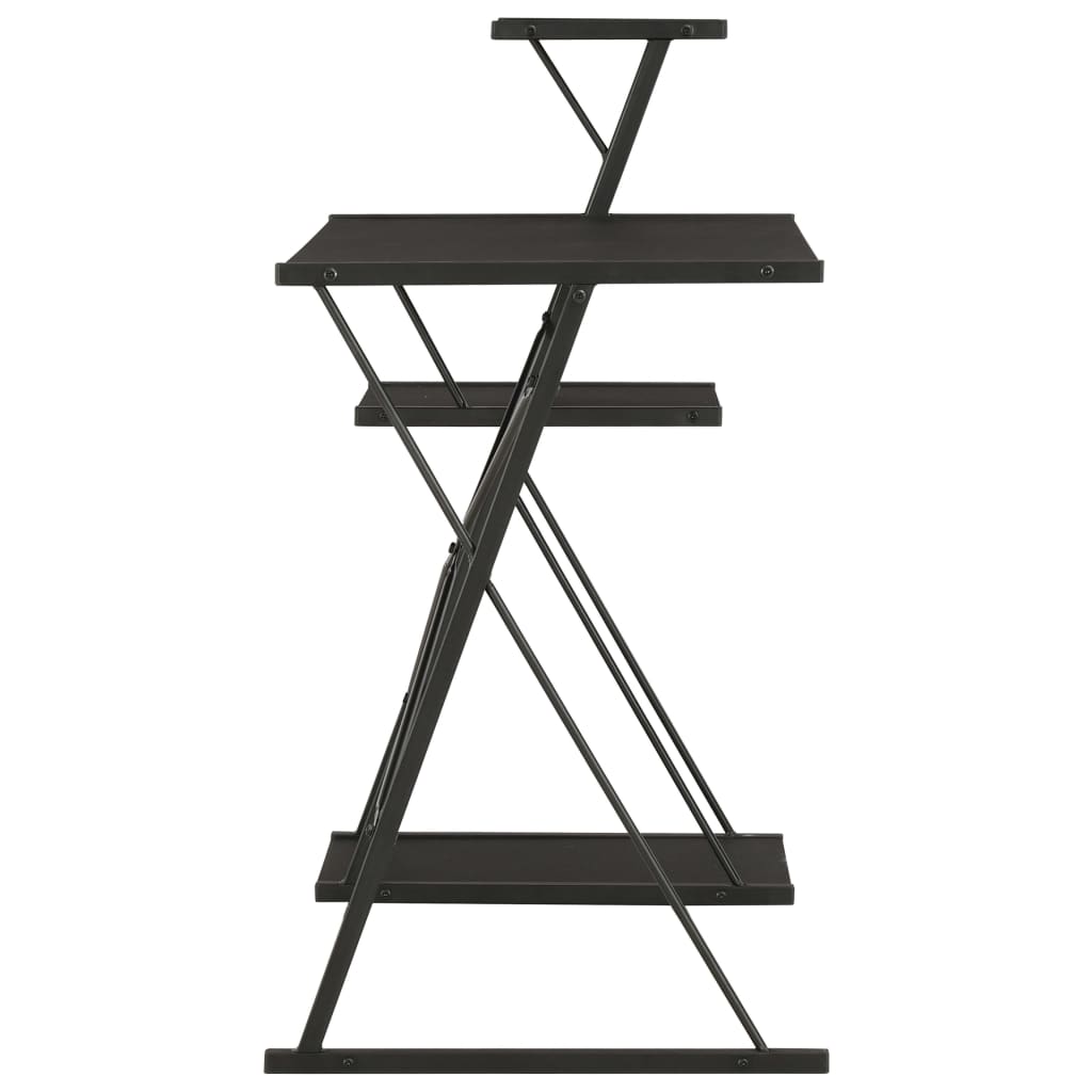 vidaXL Rašomasis stalas su lentyna, juodos spalvos, 116x50x93cm