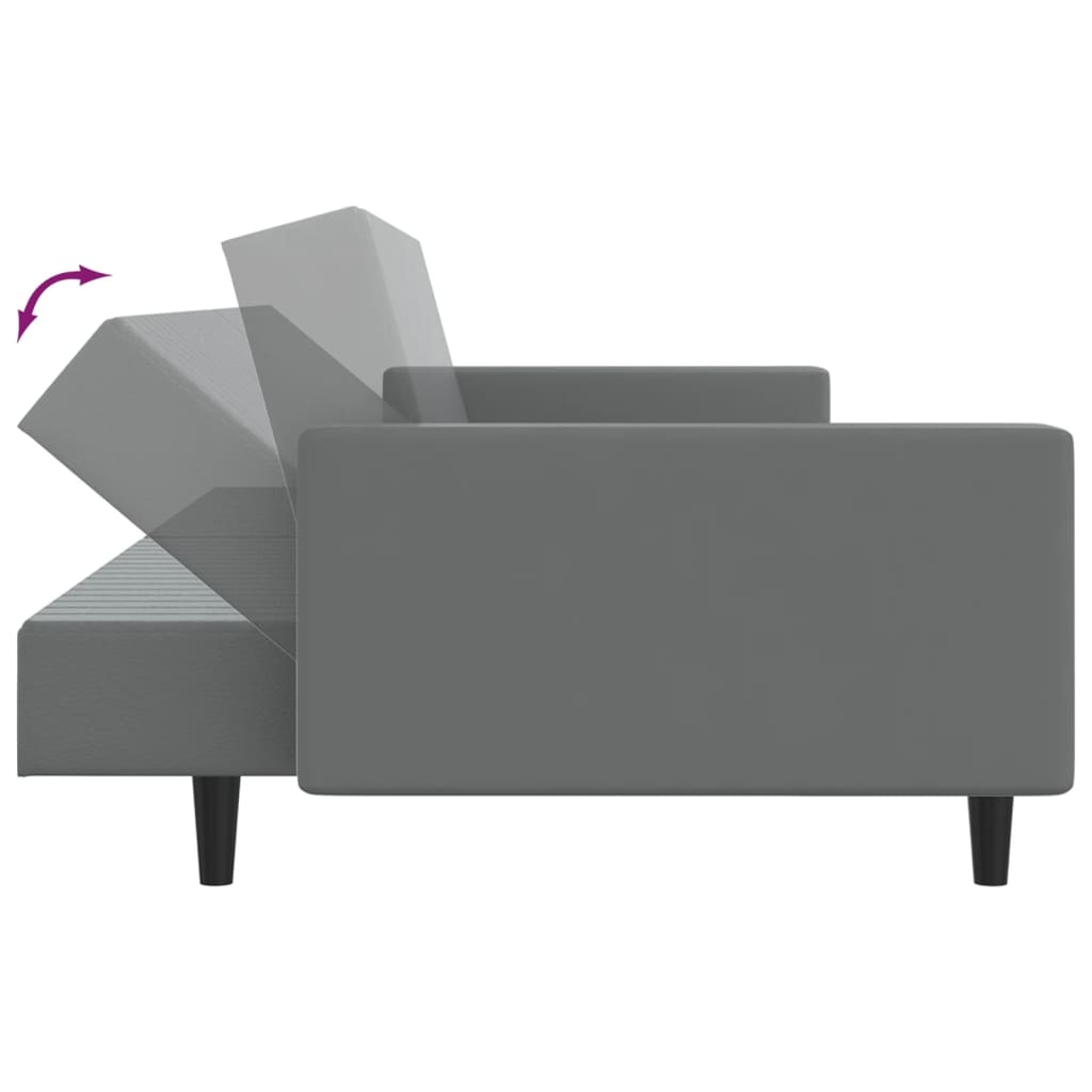 vidaXL Dvivietė sofa-lova, pilkos spalvos, dirbtinė oda