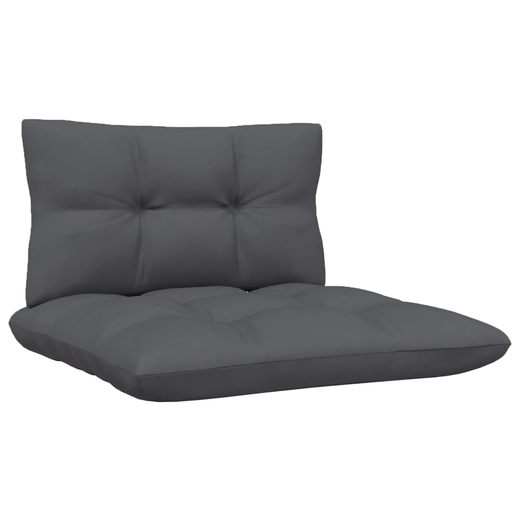 vidaXL Vidurinė sodo sofos dalis su antracito pagalvėmis, pilka, pušis