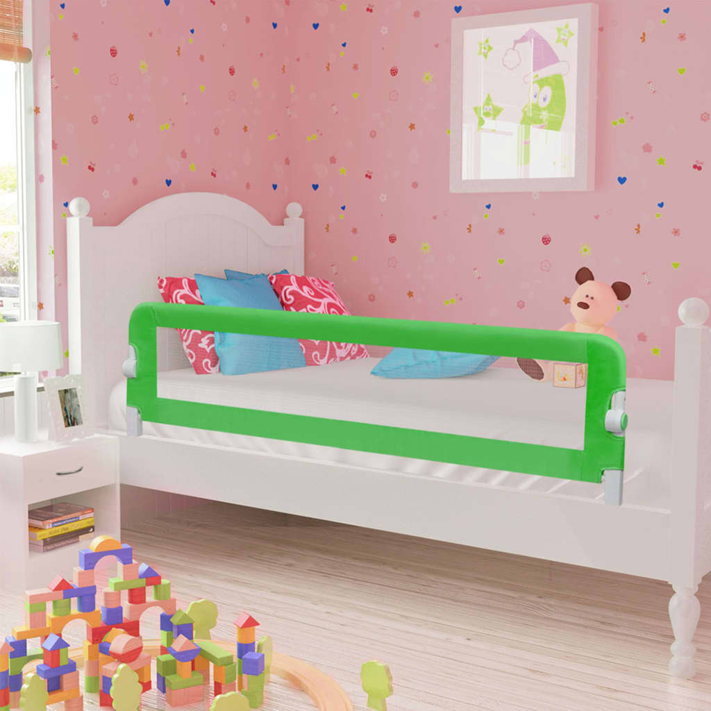 vidaXL Apsauginis turėklas vaiko lovai, žalias, 120x42cm, poliesteris