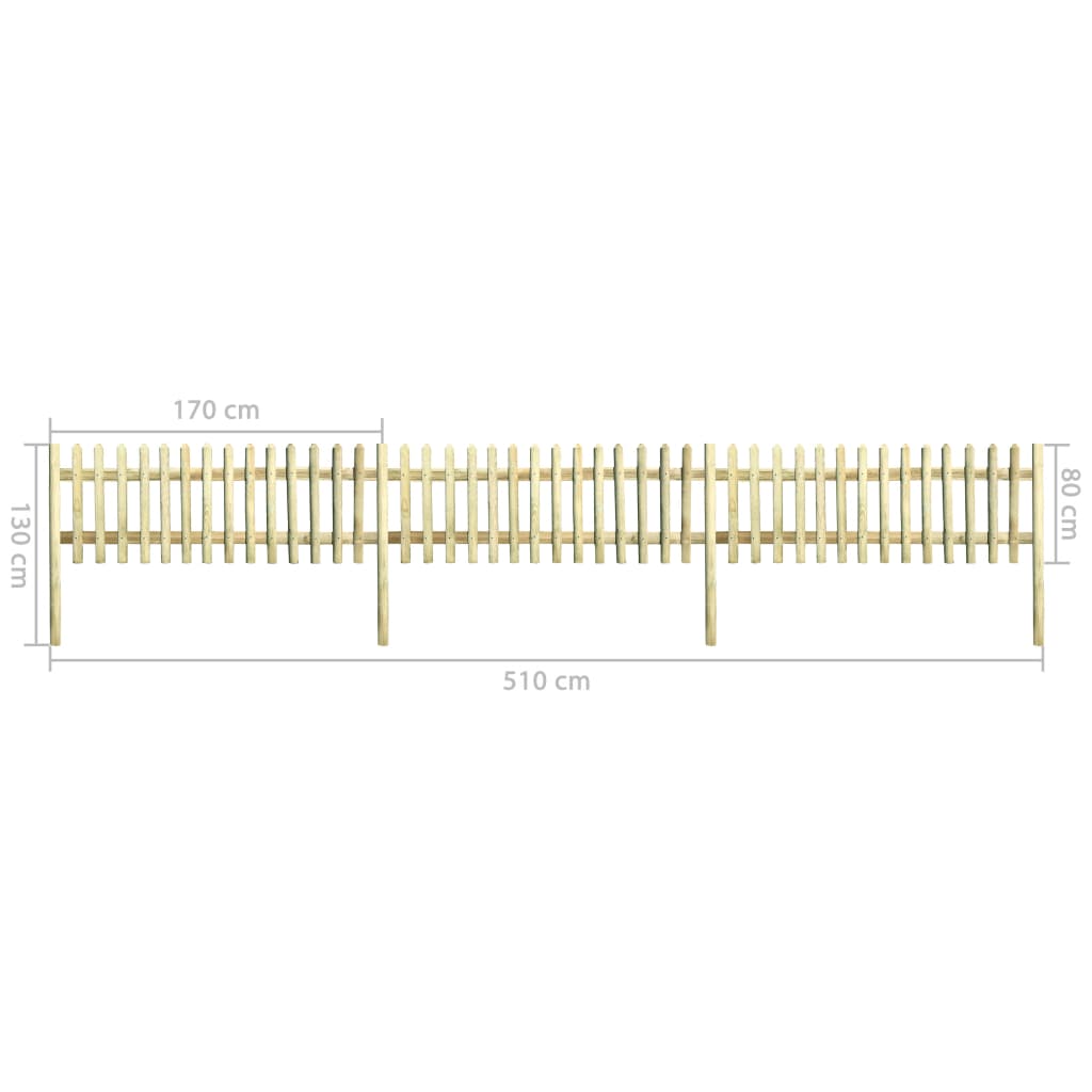 vidaXL Statinių tvora, 5,1m 130cm 5/7cm, impregnuota pušies med.