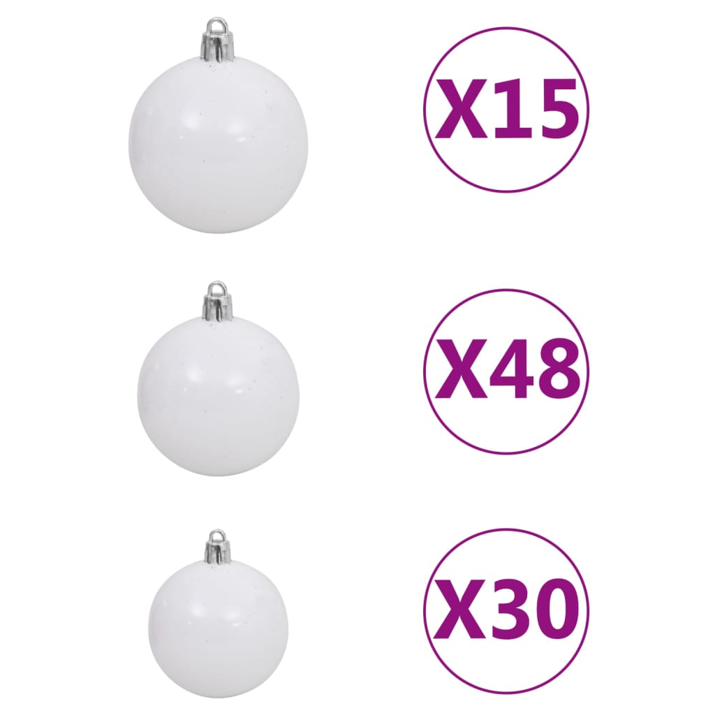 vidaXL Dirbtinė apšviesta Kalėdų eglutė su žaisliukais, balta, 500cm