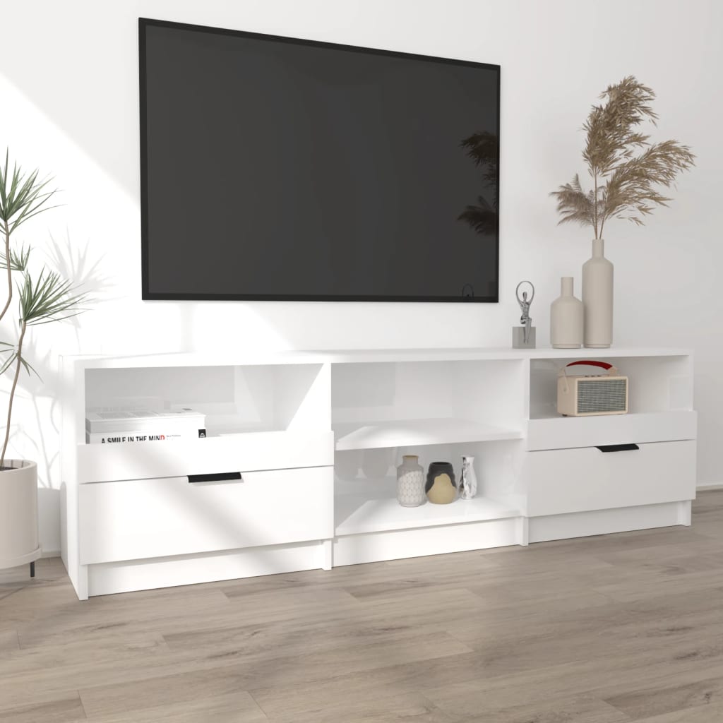vidaXL Televizoriaus spintelė, balta, 150x33,5x45cm, mediena, blizgi