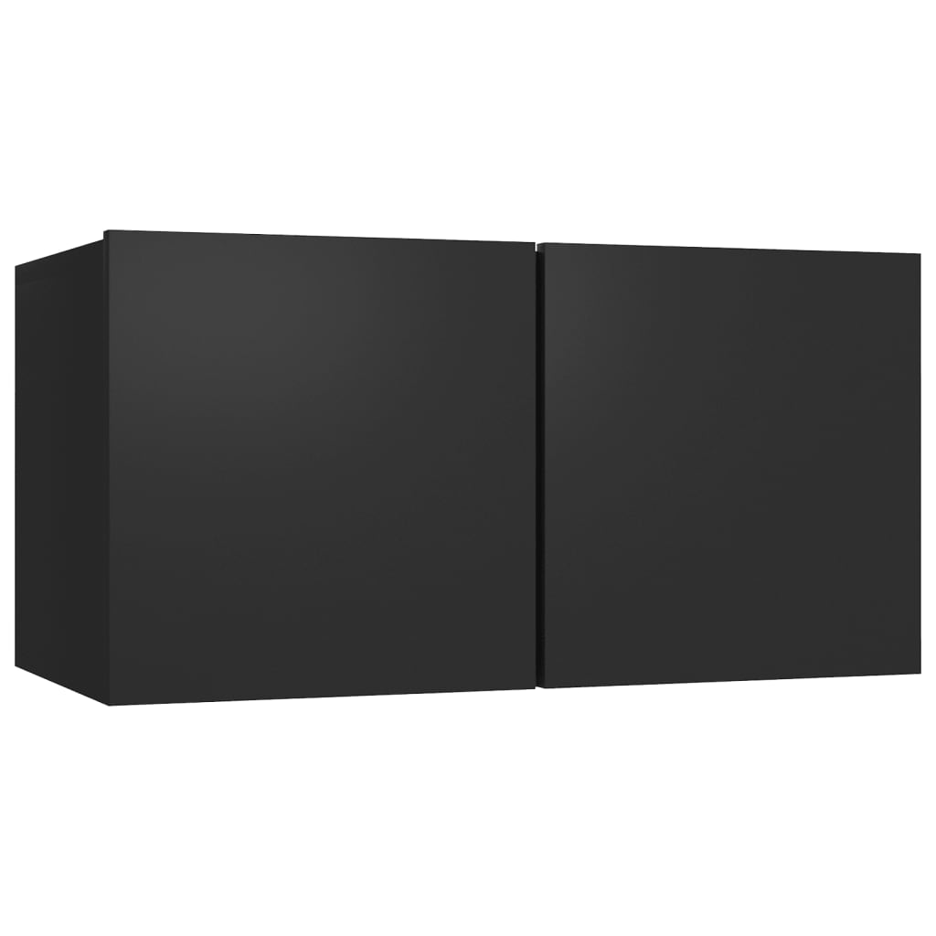 vidaXL Televizoriaus spintelių komplektas, 7 dalių, juodas, MDP