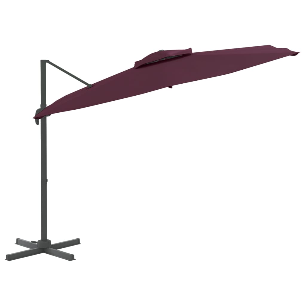 vidaXL Gembės formos skėtis su dvigubu viršumi, bordo, 400x300cm