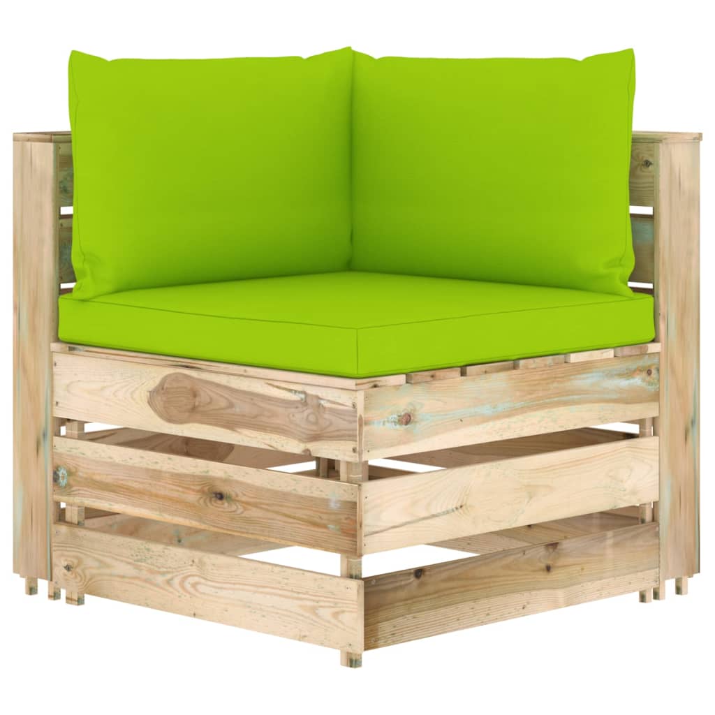 vidaXL Trivietė sodo sofa su pagalvėlėmis, žaliai impregnuota mediena