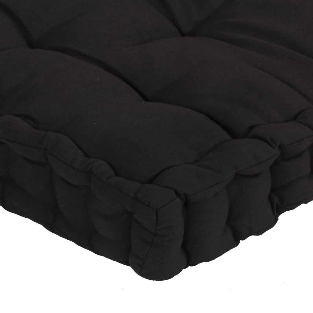 vidaXL Grindų/paletės pagalvėlės, 3vnt., juodos spalvos, medvilnė