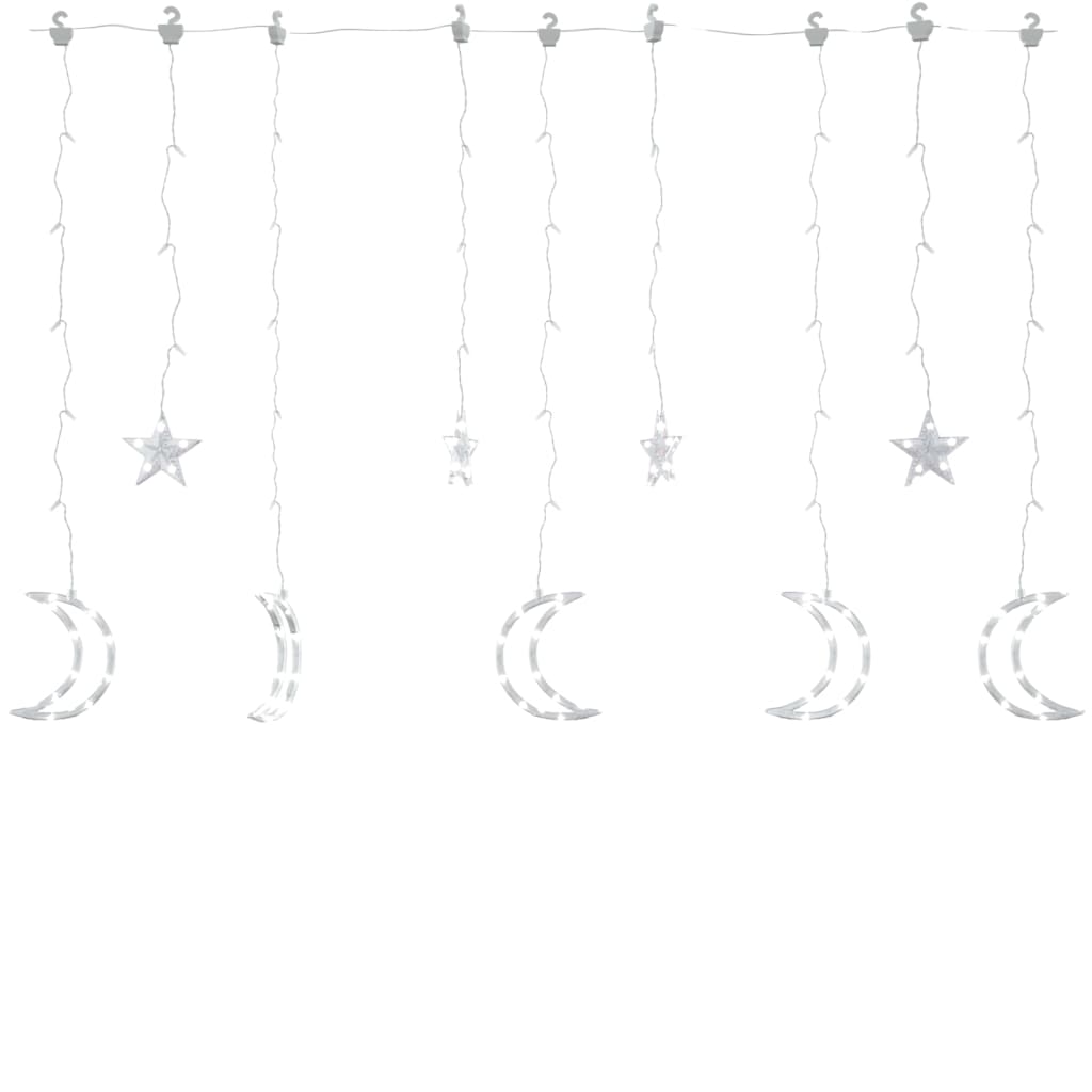 vidaXL Girlianda žvaigždės ir mėnuliai, 138 šaltos baltos LED lemputės