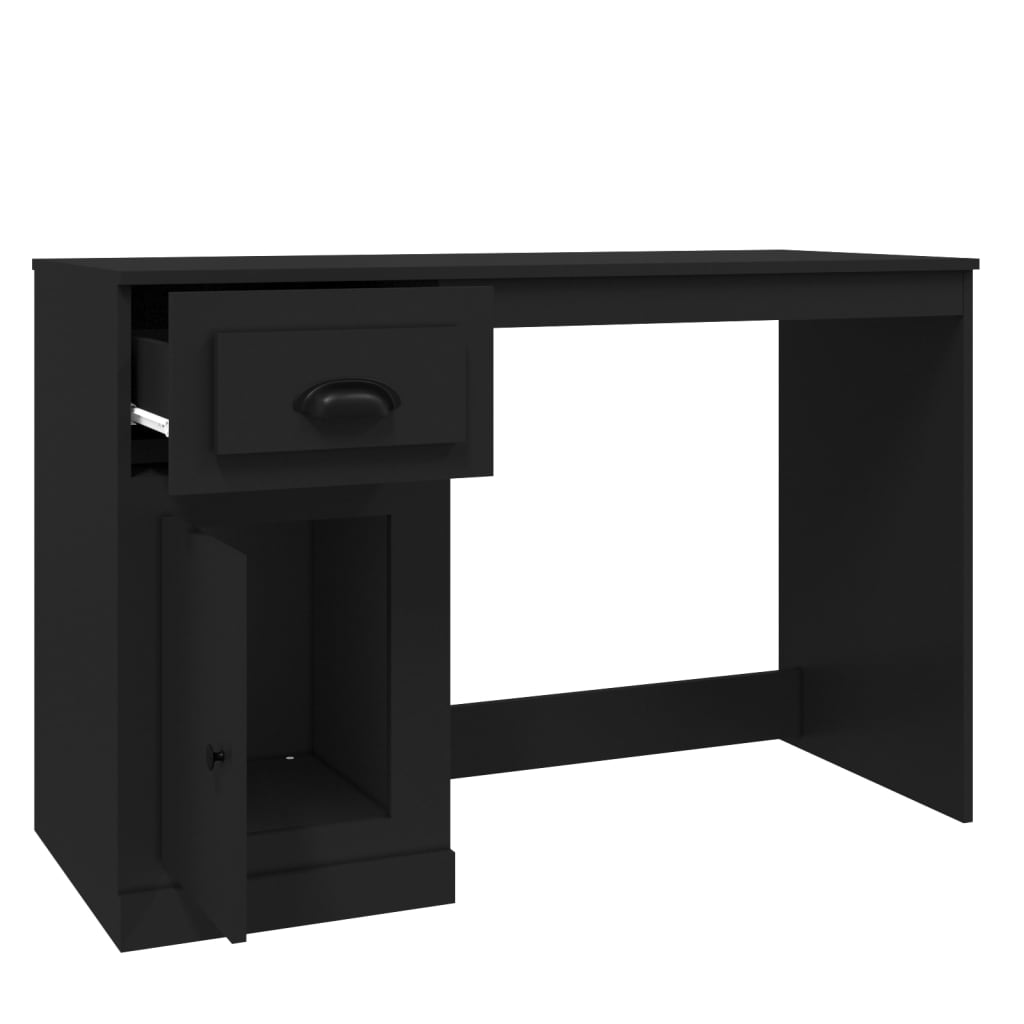 vidaXL Rašomasis stalas su stalčiumi, juodas, 115x50x75cm, mediena
