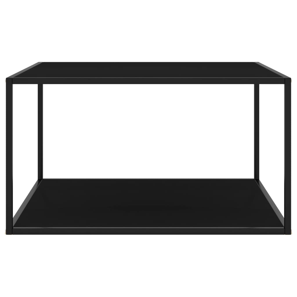 vidaXL Kavos staliukas su juodu stiklu, juodas, 90x90x50cm