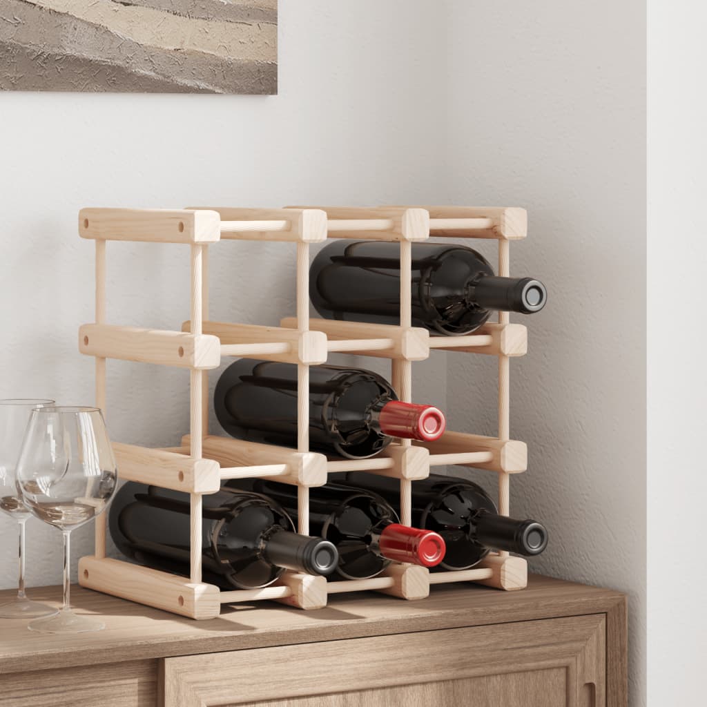 vidaXL Vyno laikiklis 12 butelių, 36x23x36cm, pušies medienos masyvas