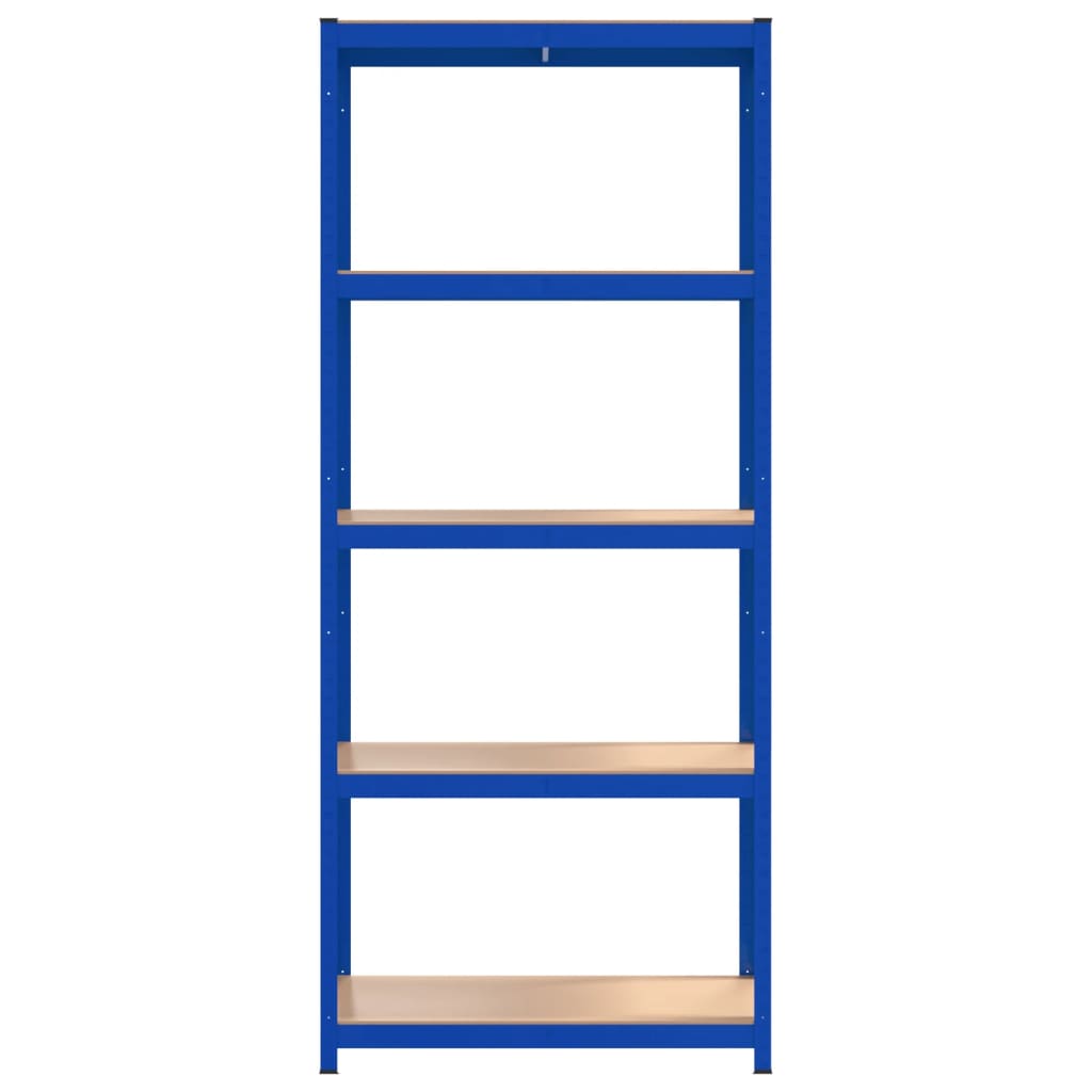 vidaXL Sandėliavimo lentyna, 5 aukštų, mėlyna, plienas ir mediena