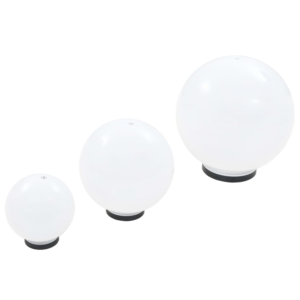vidaXL LED lempų rink., rut. form., 6d., sferiniai, 20/30/40cm, PMMA