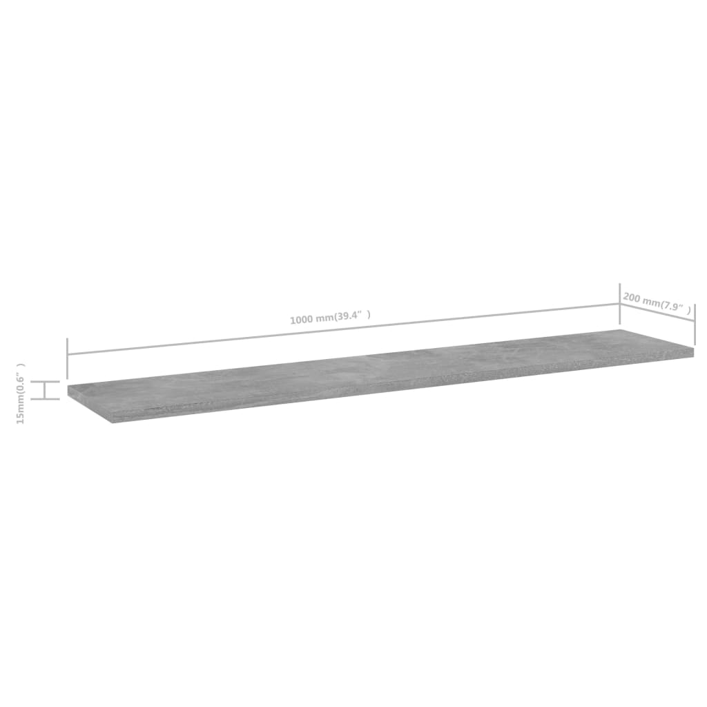 vidaXL Knygų lentynos plokštės, 4vnt., betono, 100x20x1,5cm, MDP