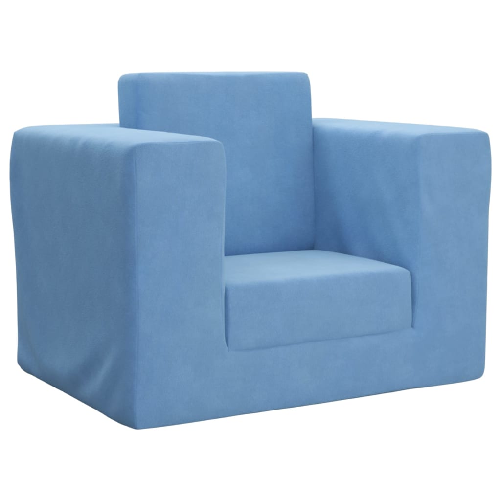 vidaXL Vaikiška sofa-lova, mėlynos spalvos, minkštas pliušas