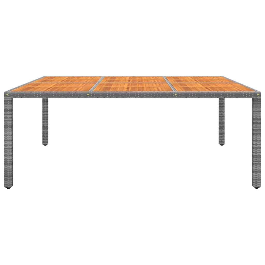 vidaXL Sodo stalas, pilkas, 200x150x75cm, akacijos mediena/poliratanas
