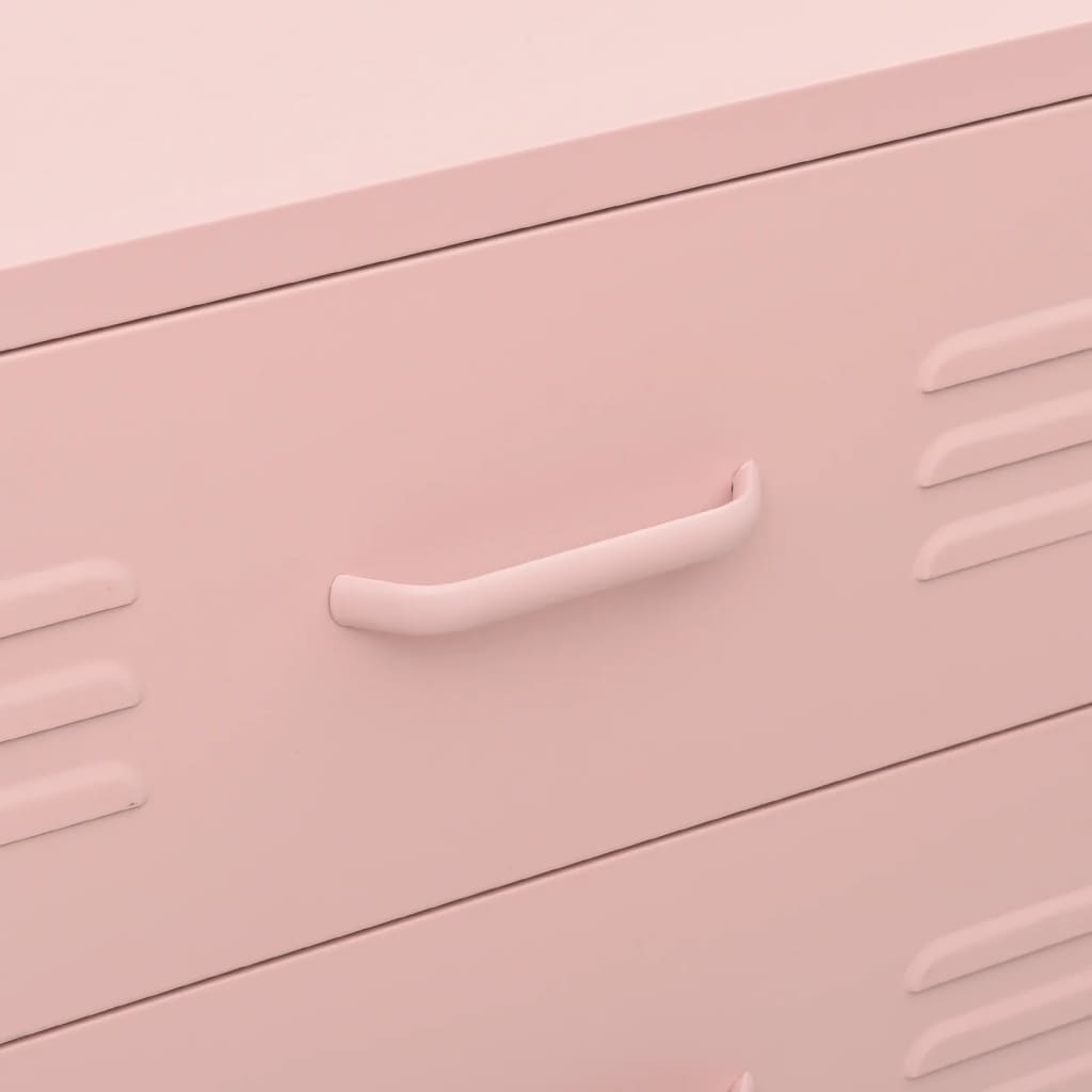 vidaXL Komoda su stalčiais, rožinės spalvos, 80x35x101,5cm, plienas