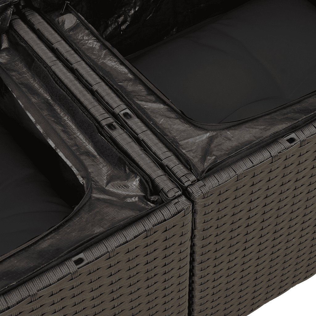 vidaXL Sodo komplektas su pagalvėlėmis, 11 dalių, juodas, poliratanas