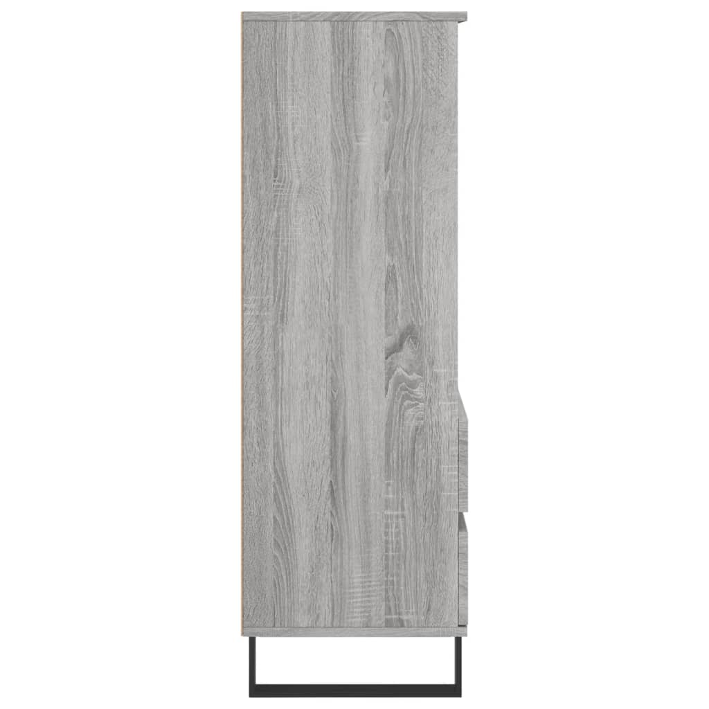 vidaXL Komoda, pilkos ąžuolo spalvos, 40x36x110cm, apdirbta mediena