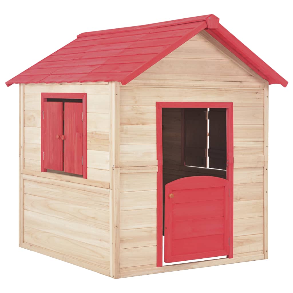 vidaXL Vaikų žaidimų namelis, raudonas, eglės mediena