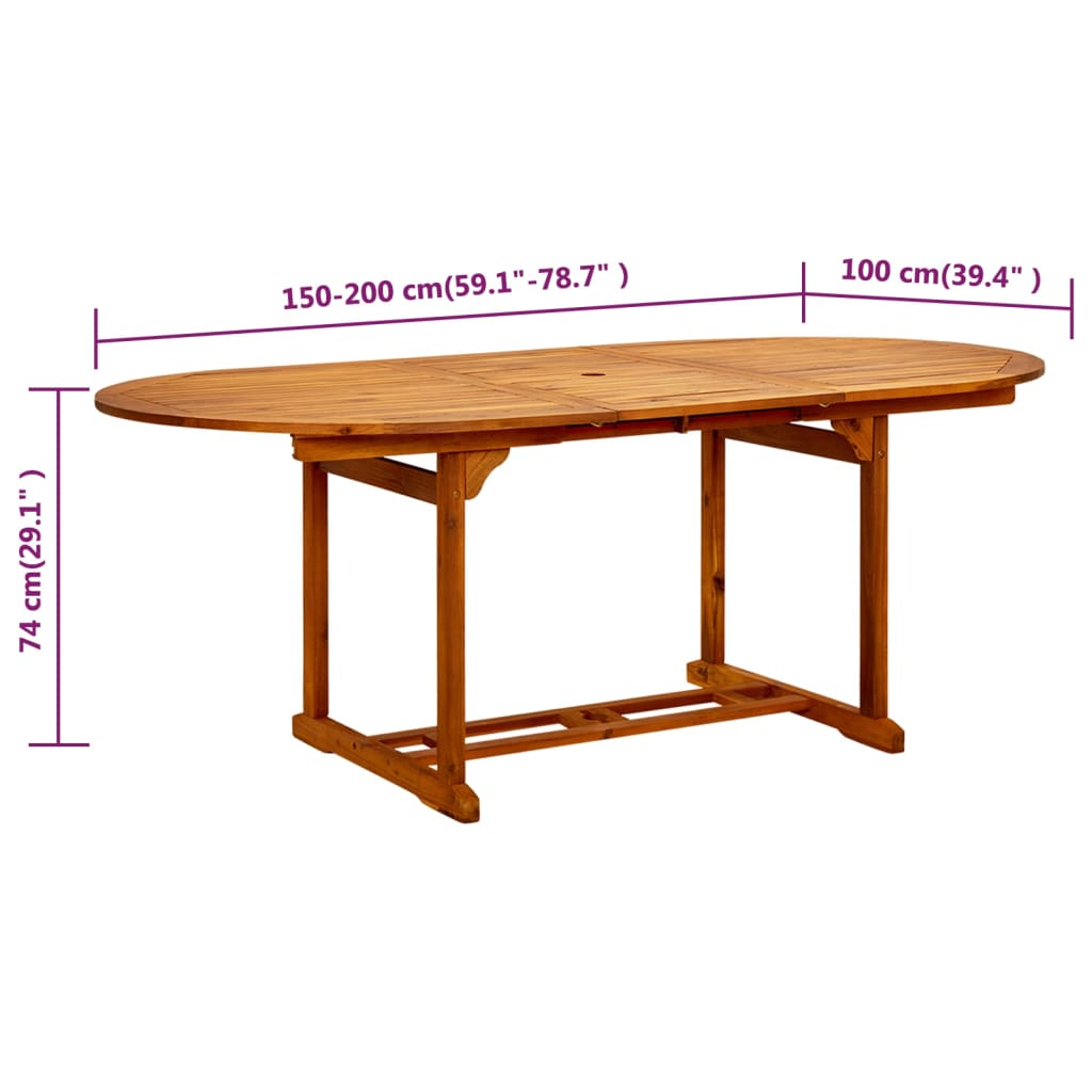 vidaXL Sodo stalas, 200x100x75 cm, akacijos medienos masyvas
