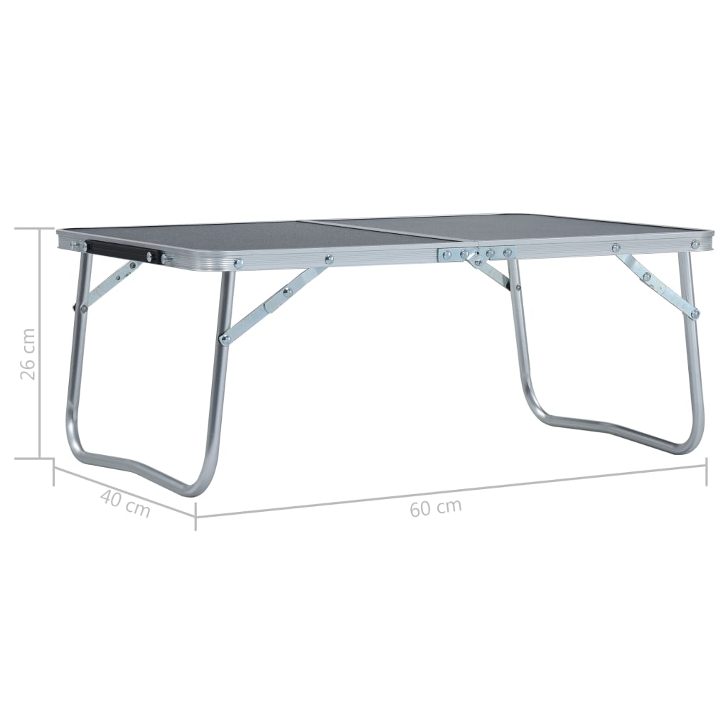 vidaXL Sulankstomas stovyklavimo stalas, pilkas, 60x40cm, aliuminis