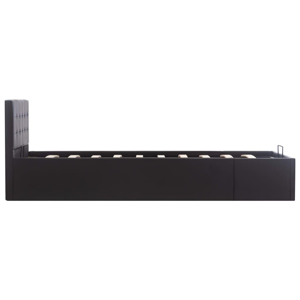 vidaXL Lovos rėmas su daiktadėže, juodas, 90x200cm, dirbtinė oda