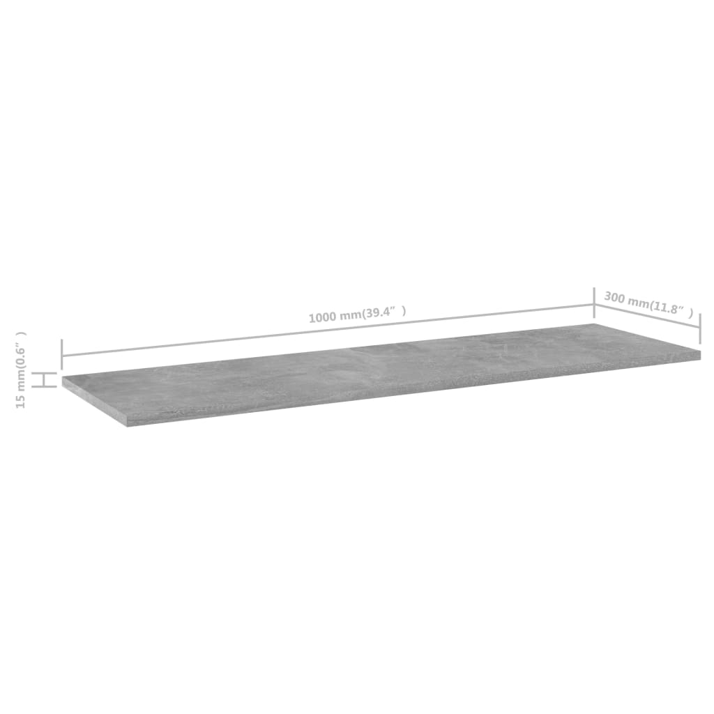 vidaXL Knygų lentynos plokštės, 8vnt., betono, 100x30x1,5cm, MDP